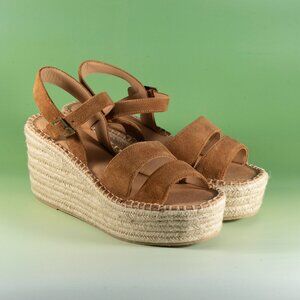 Soludos Womens Como Jute Woven Espadrille Platform Wedges Walnut Brown Size 10